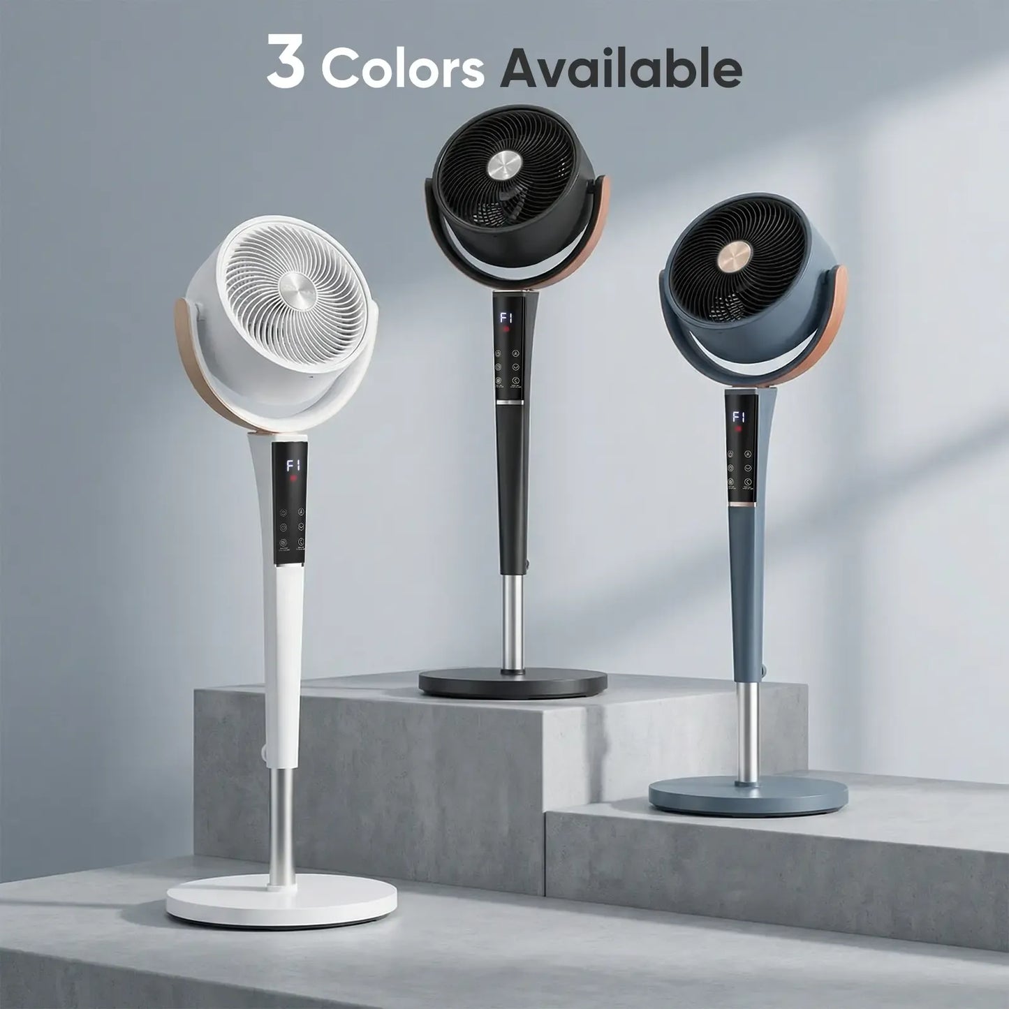 Bedroom Pedestal Fan, Quiet 20dB DC Air Circulator, 15 Speeds 5 Modes, 120° Oscillation, 12H Timer, 1050CFM Airflow, 37-45" Adjustable Height, LED Light, Standing Fan with Remote